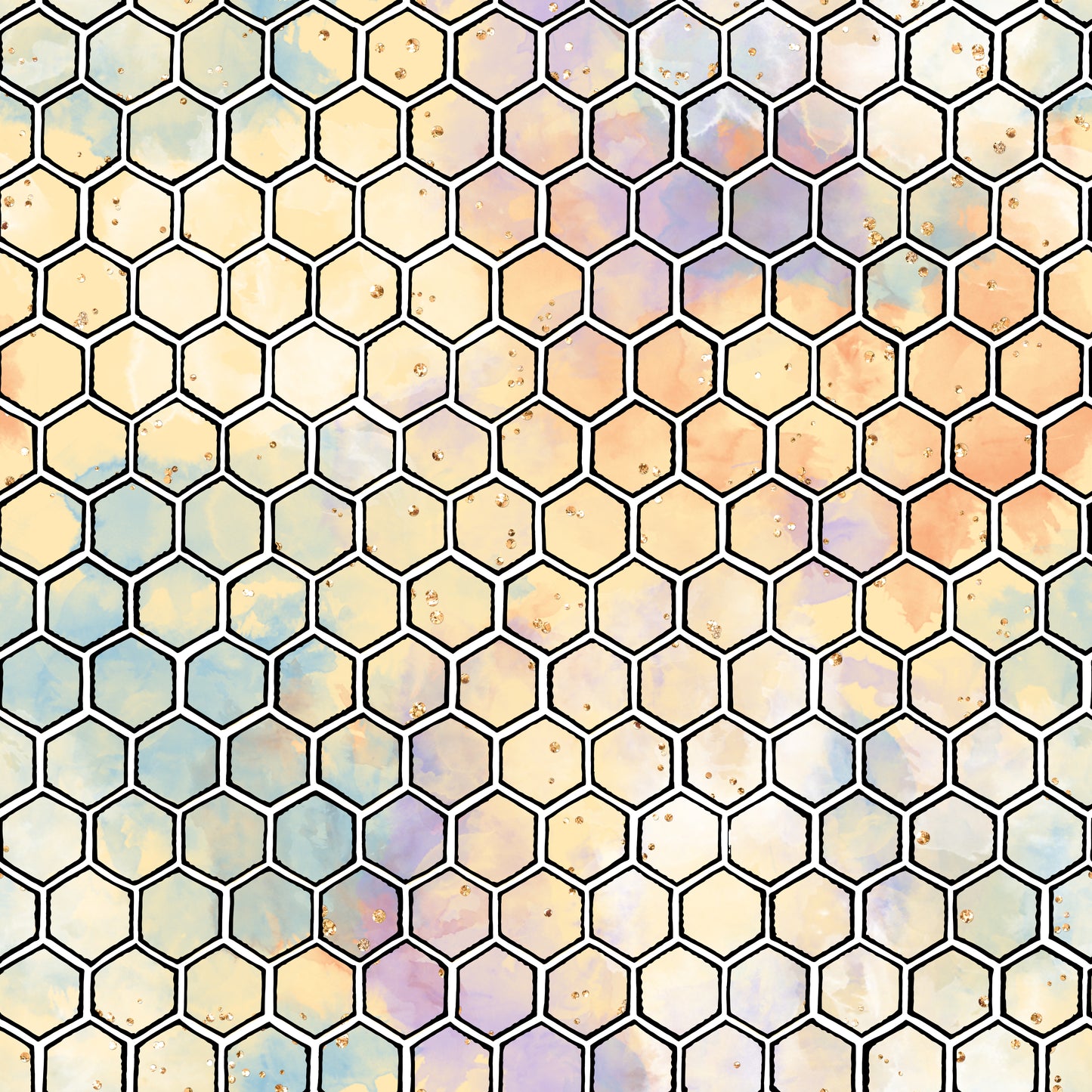 Bee Honeycomb Pastels Waterproof Oxford