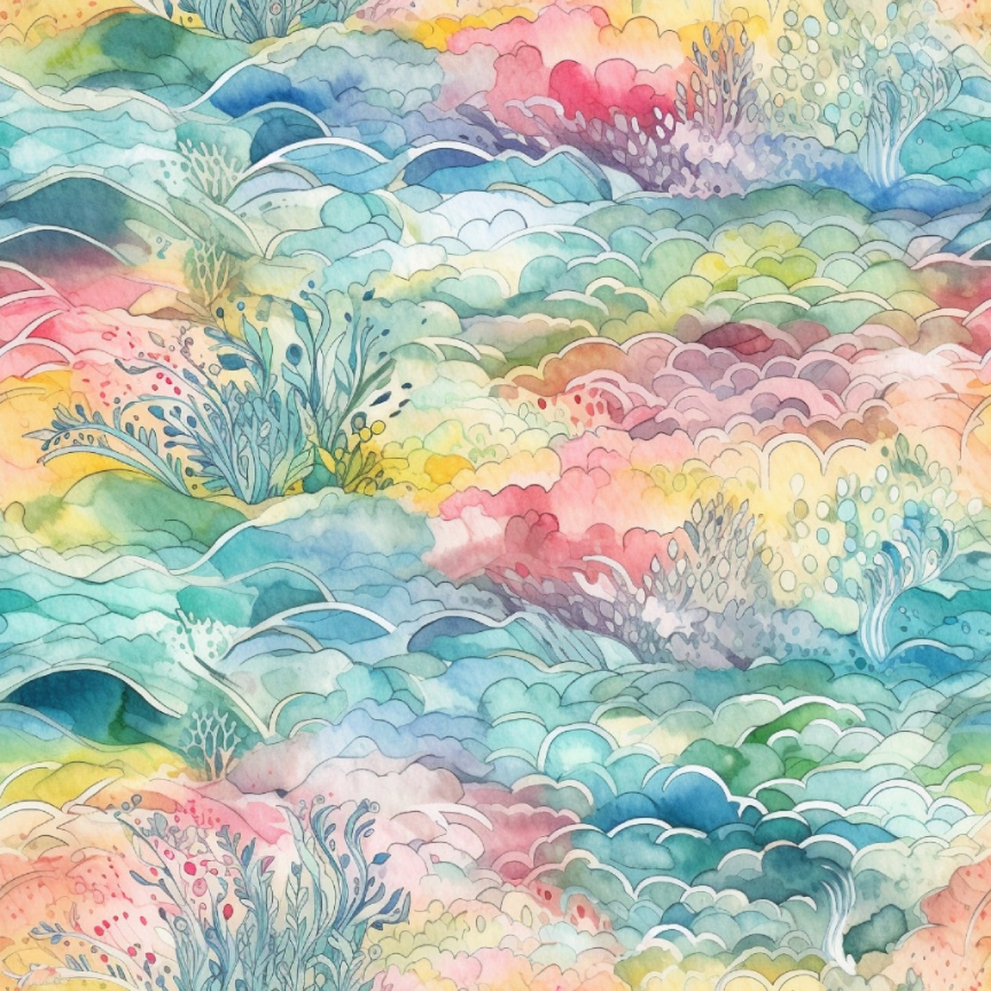 Undersea Fantasy Watercolor Interlock