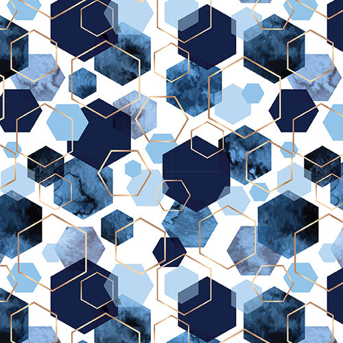 Modern Blue Hex Printy! PUL