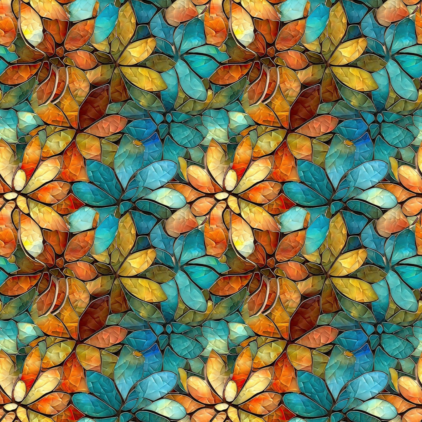 Mosaic in Bright Earth Tones Interlock