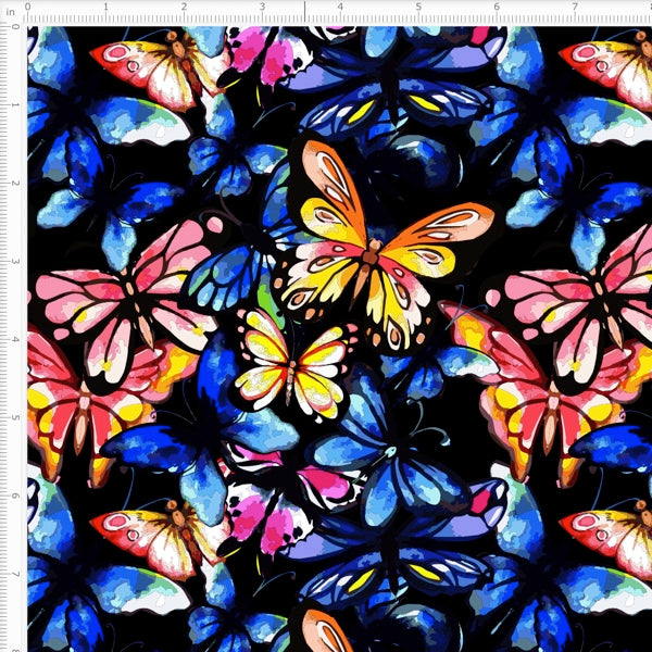 Beautiful Butterflies in Watercolor Waterproof Oxford