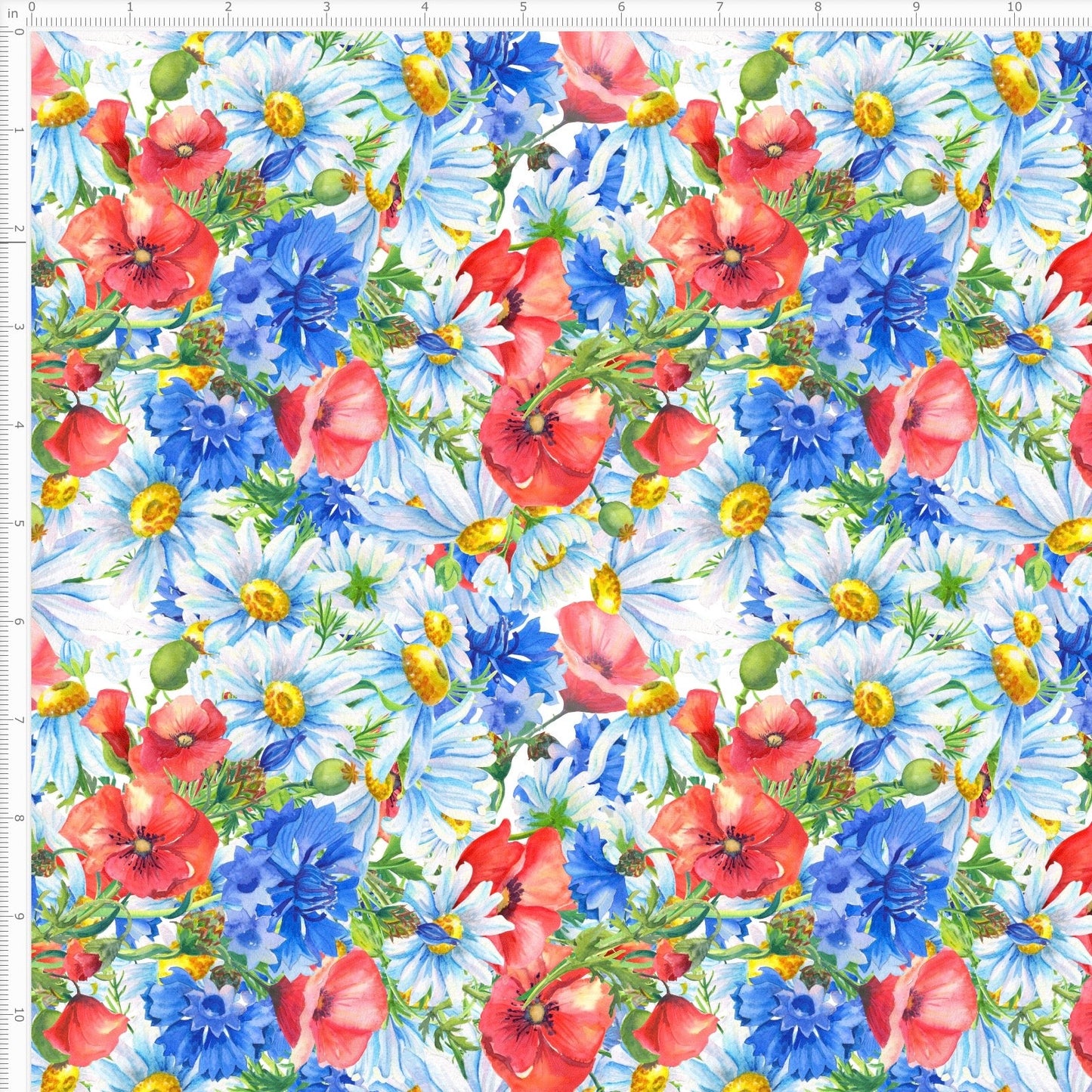 Red, White & Blue Wildflowers Interlock