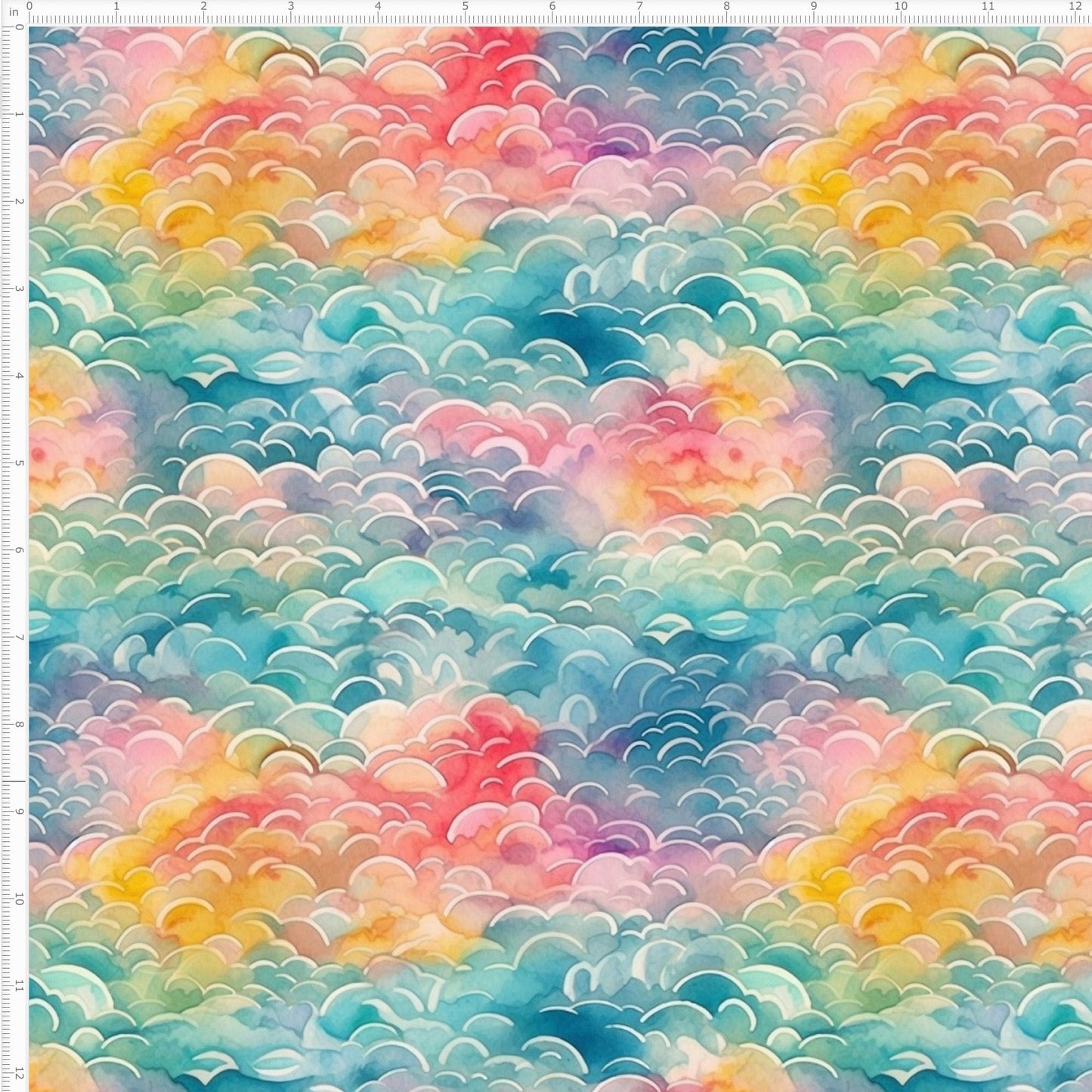 Waves of Clouds Watercolor Interlock