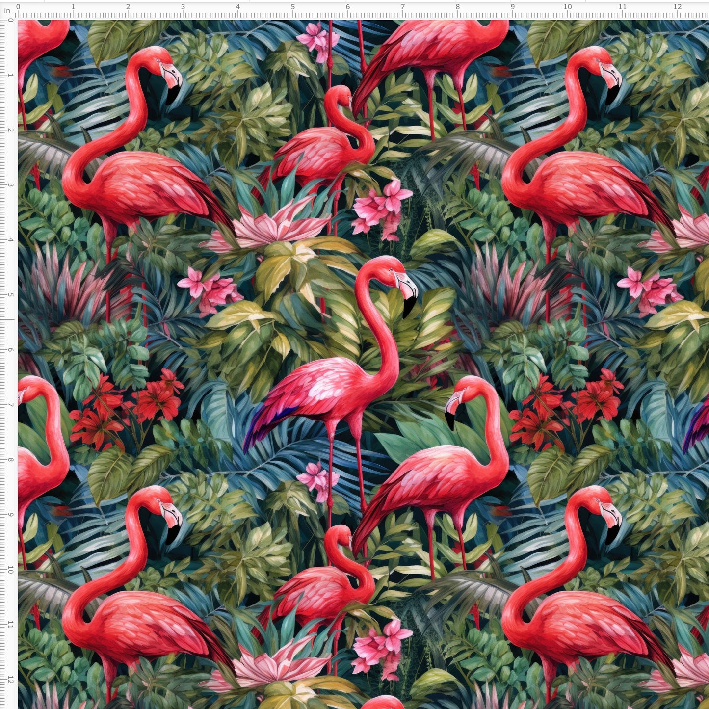 Tropical Flamingo Scene Waterproof Oxford