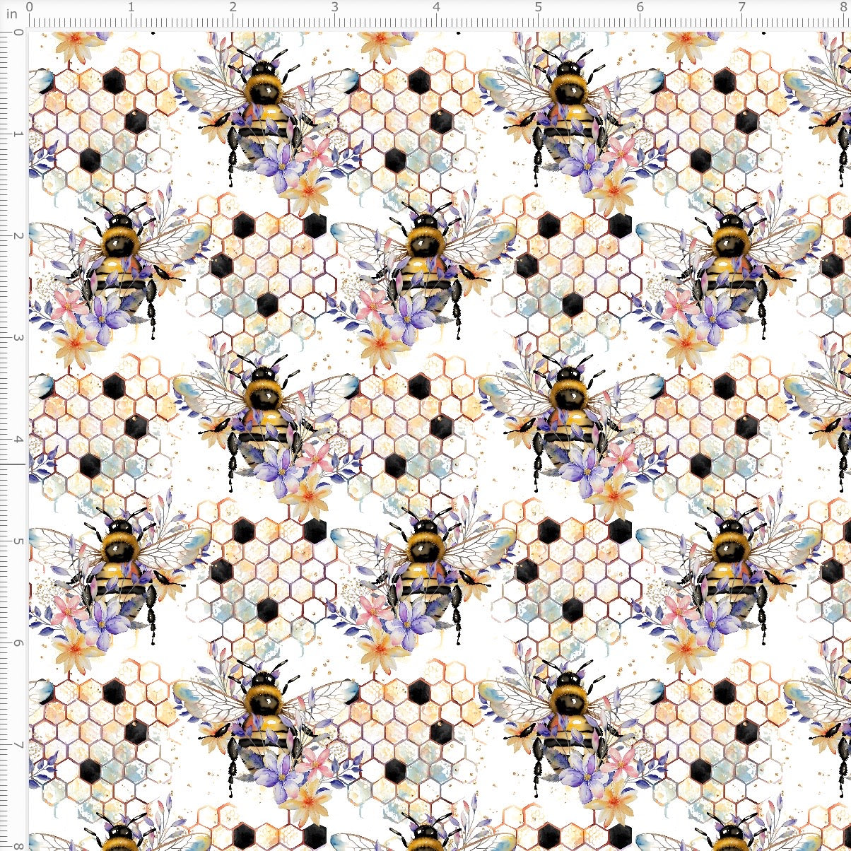 Bumblebees on White Waterproof Oxford