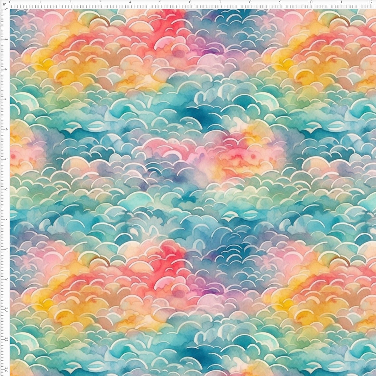 Waves of Clouds Watercolor Waterproof Oxford