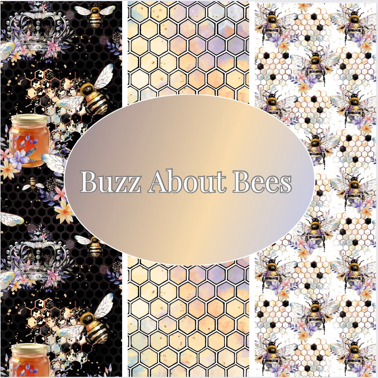 Bumblebees/Royal Bees/Honeycomb Waterproof Oxford