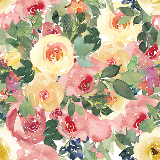 Peaches and Cream Roses Waterproof Oxford