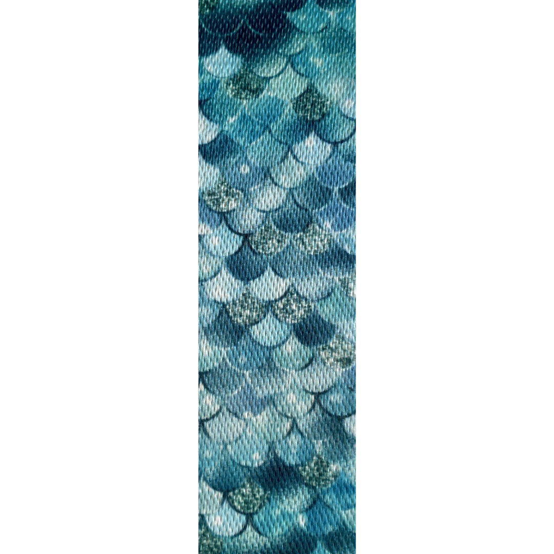 Aqua Silver Mermaid Scales 1.5" Webbing