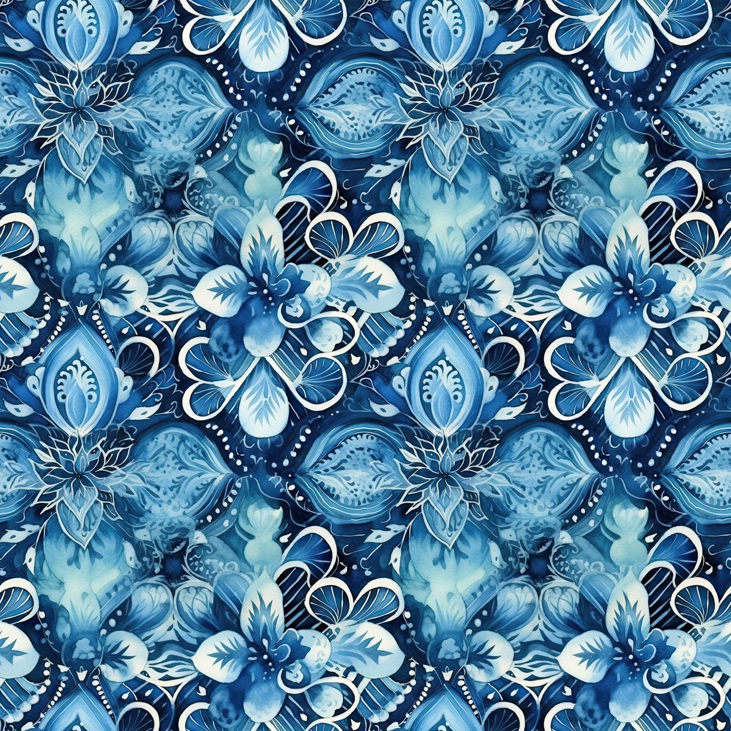 Dark Blue Batik Velvet