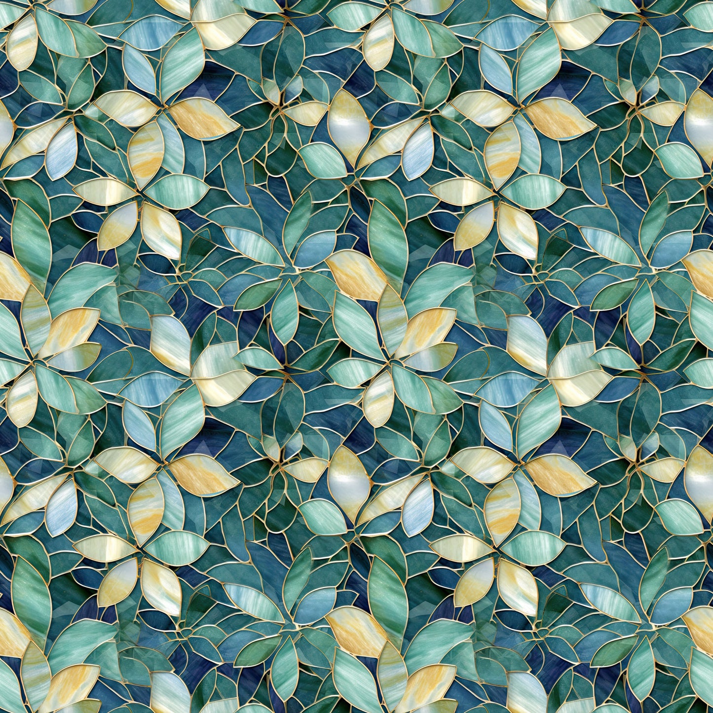 Mosaic in Green and Blue Interlock