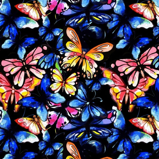 Beautiful Butterflies in Watercolor Interlock