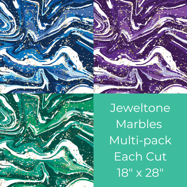 Multi-pack Jeweltone Marbles in Sapphire, Amethyst, & Emerald with Simulated Gold Flecks Waterproof Oxford