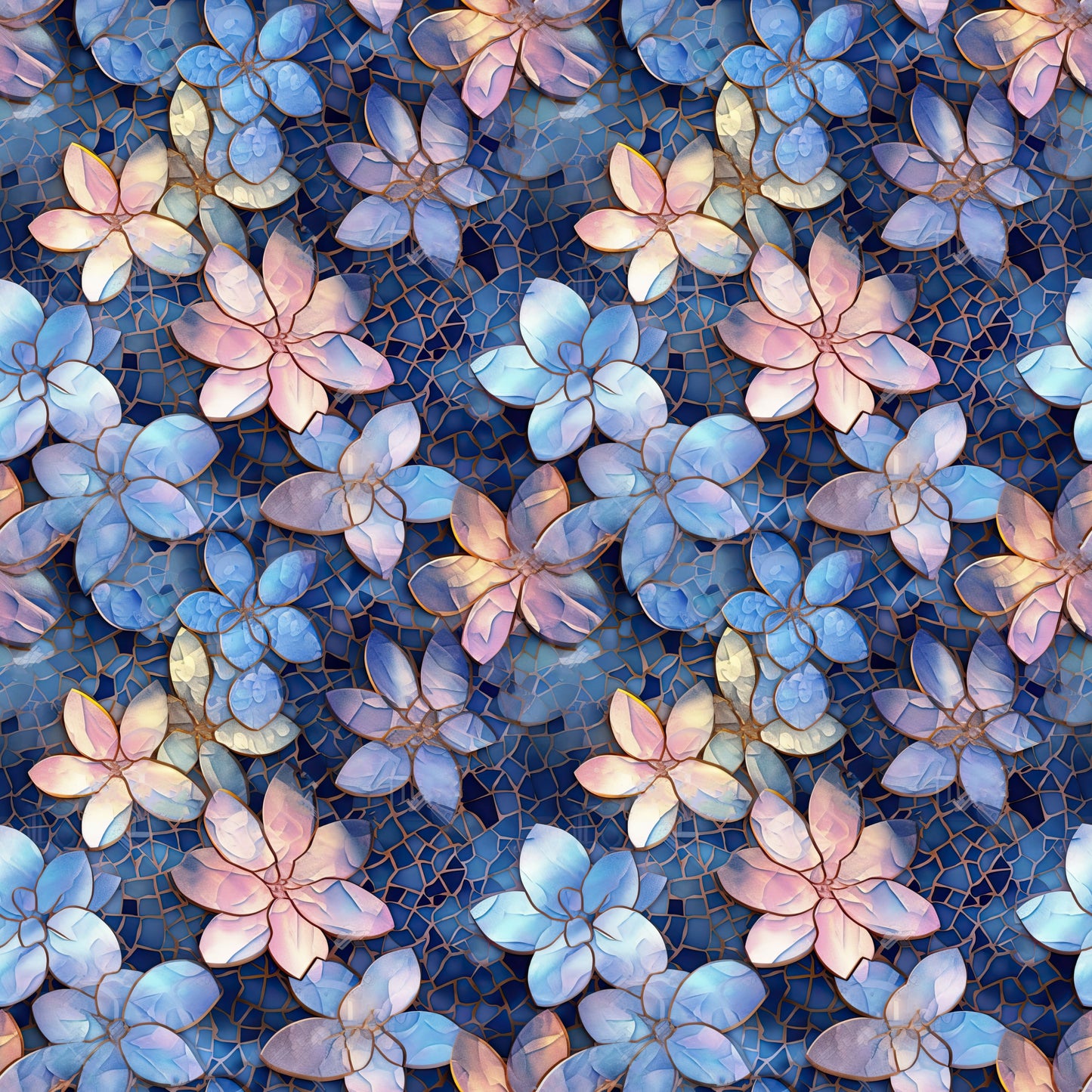 Mosaic in Blue and Pink Interlock